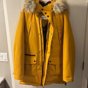 Goodfellow & Co Yellow Parka with Faux Fur Hood